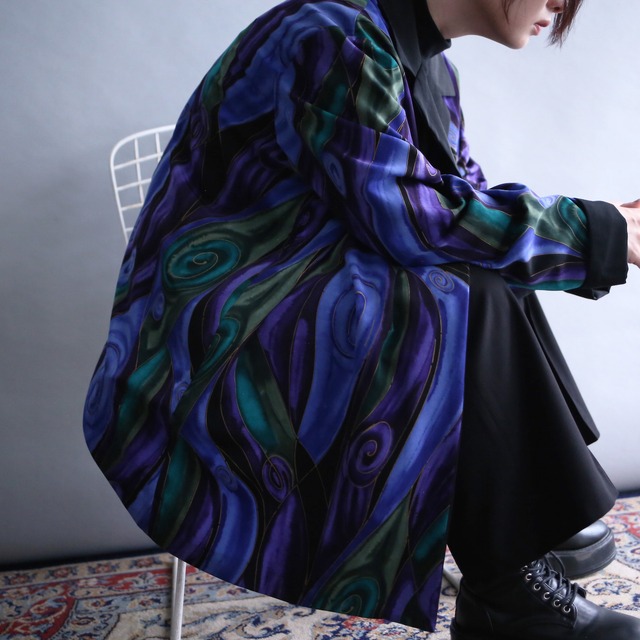 mysterious art pattern 1b shell button easy tailored jacket