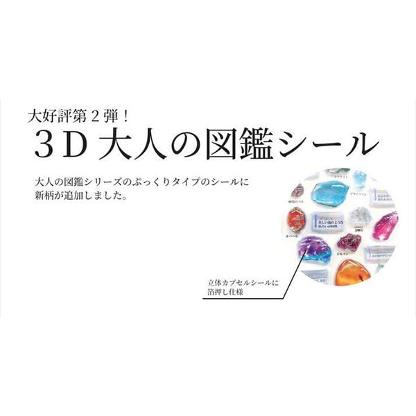 3D大人の図鑑シール 3種各1枚＆国内メーカーシール2種セット A 】※パン