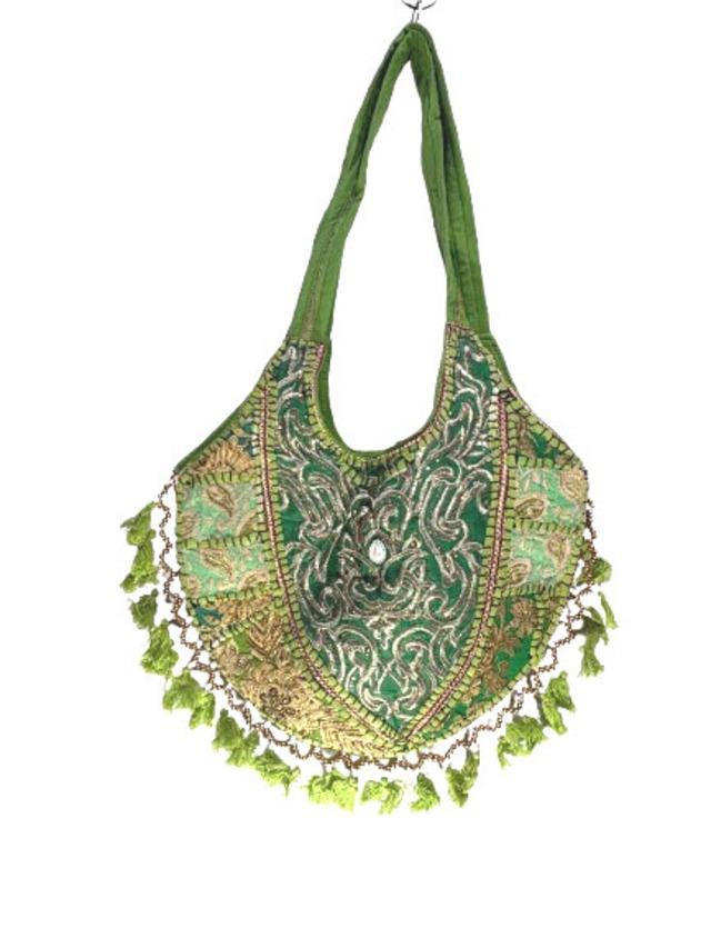 オールドサリー刺繍BAG/グリーンNO.2