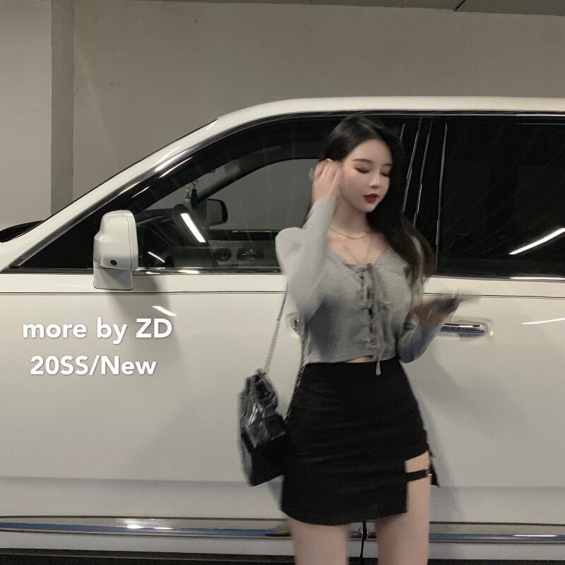 スカート ハイウェストウェストブラックスリムショートスプリング 春物 ブラックストロベリース56205981334