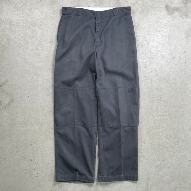 90年代 USA製 Dickies ディッキーズ ダブルニー ワークパンツ メンズ グレー ワークパンツ ジッパー付きヴィンテージ