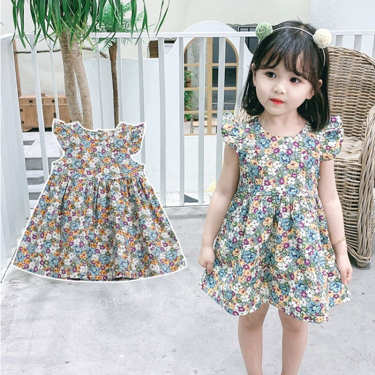 80㎝-120㎝】花柄 ワンピース カジュアル 女の子 韓国子供服 子供服