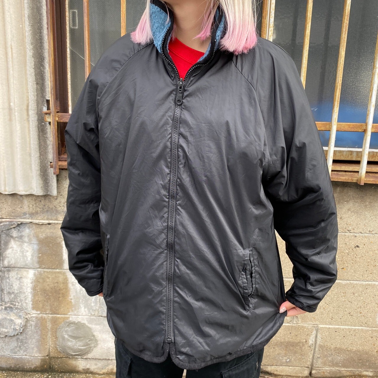 90年代 OUTBROOK 雪山柄 リバーシブル ボアブルゾン レディースL 