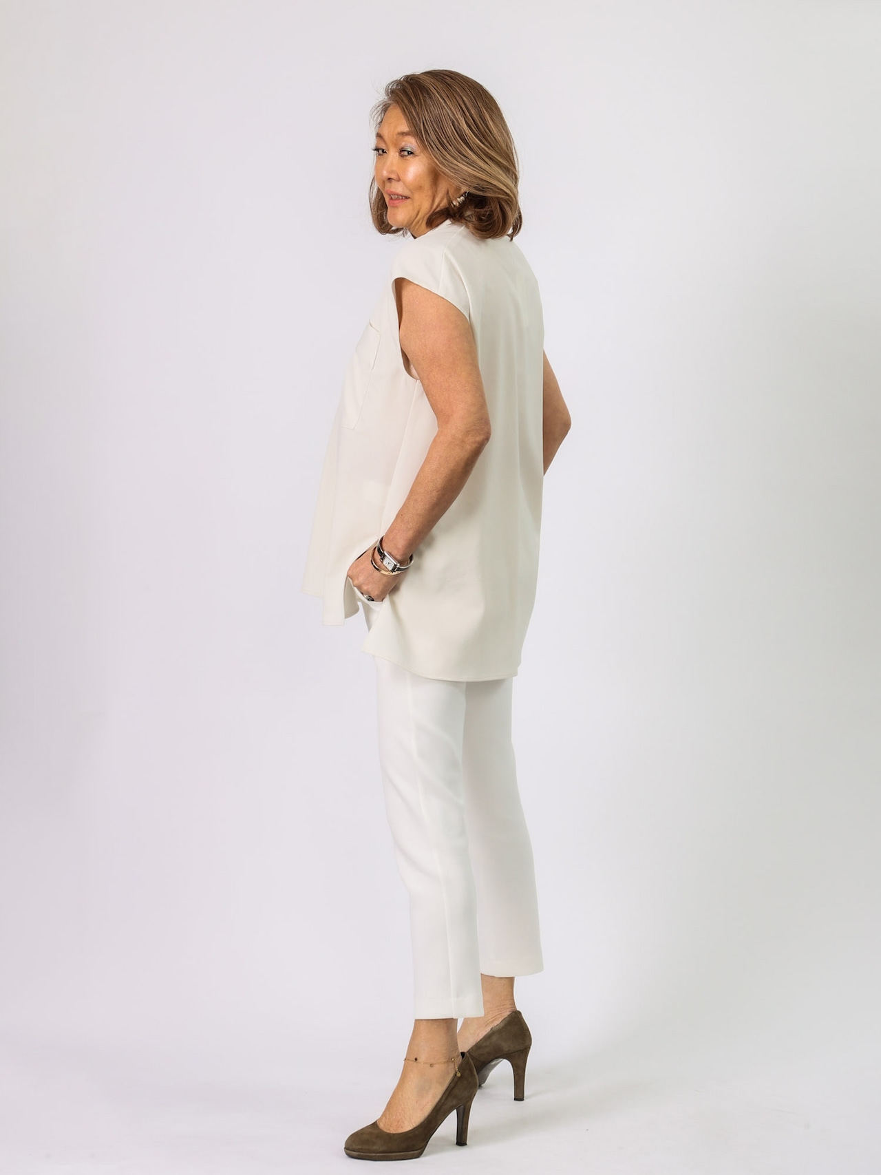 ノースリーブシャツブラウス(BEATRICE)