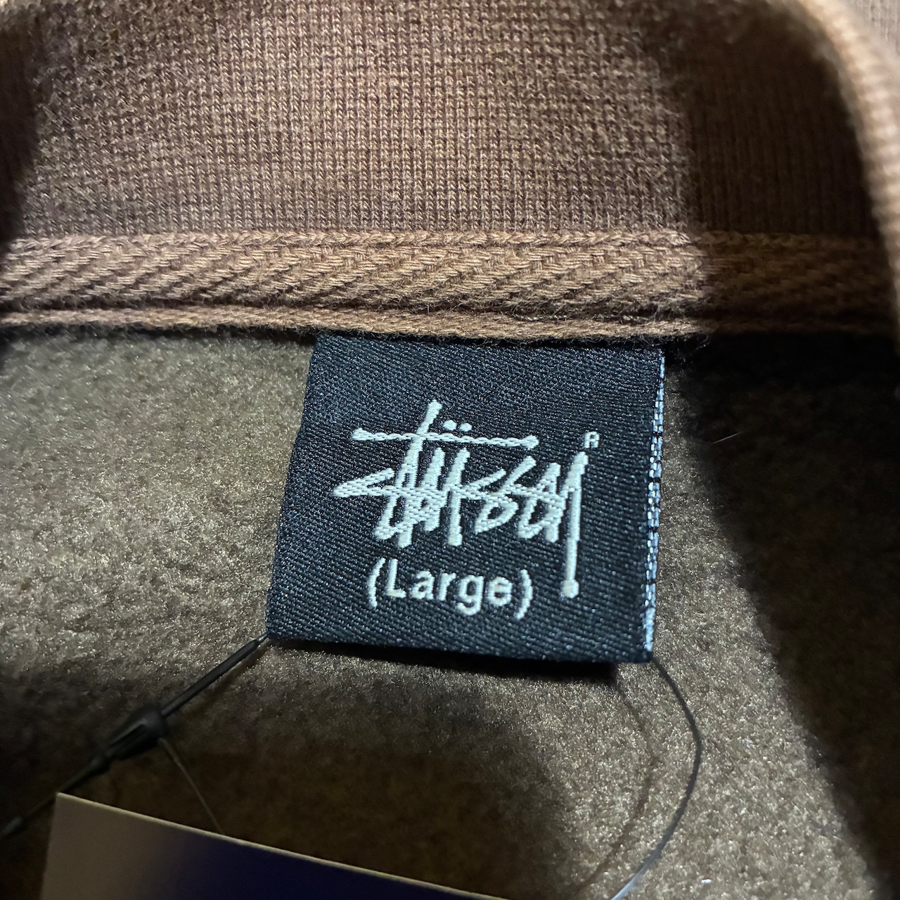 00sSTUSSY / ステューシー USA製 パイソン柄レザーパッチロゴ スウェット ブラウン / Lサイズ