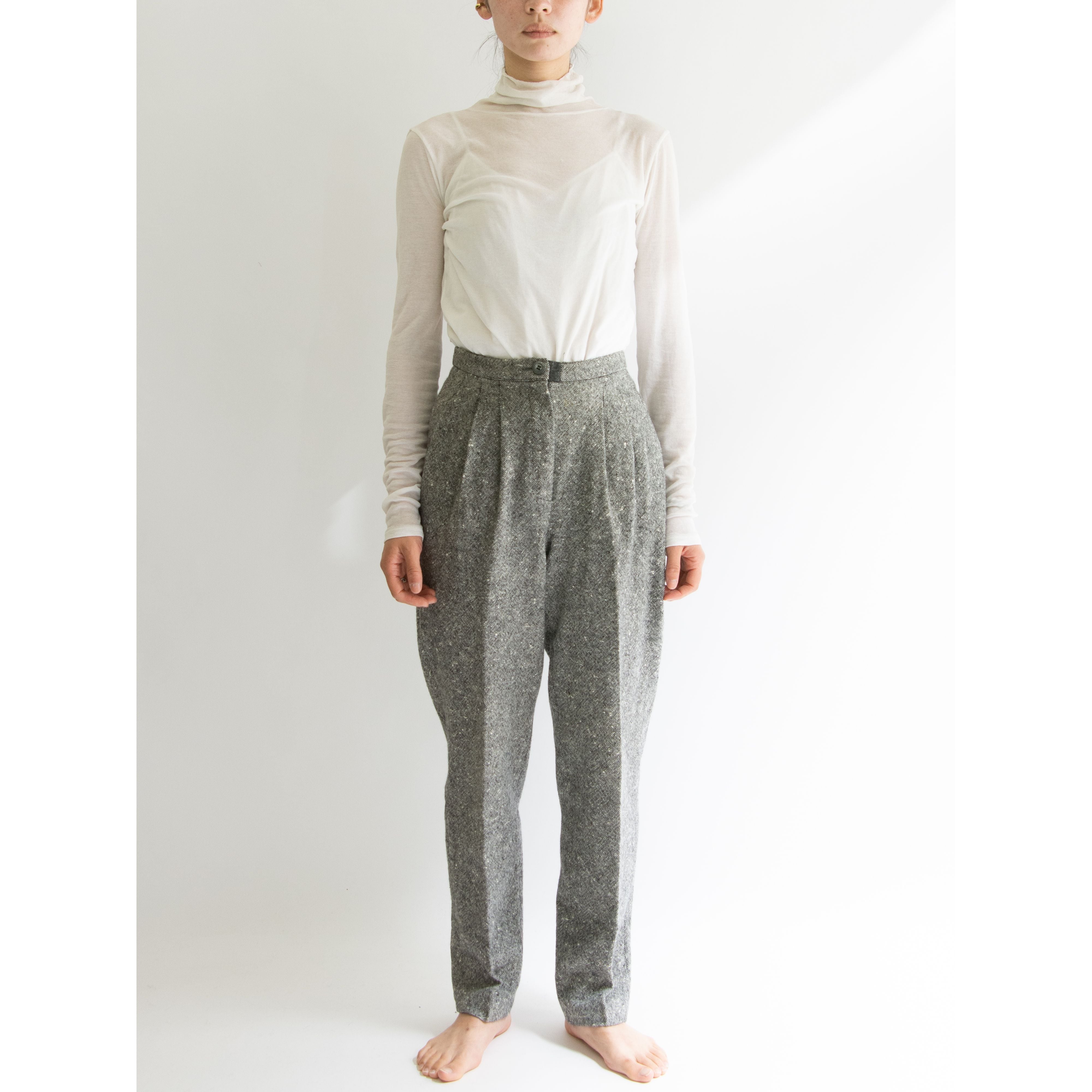 【Krizia poi】Made in Italy 70-80's 100% Wool Tweed 2tuck Pants（クリツィア ポイ イタリア製 ウールツイード ツータックパンツ）