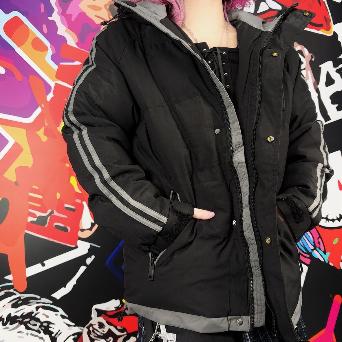 ULTRA WARM HIGH NECK HOODED BLACK OUTER【内ポケット付き】 | NIER