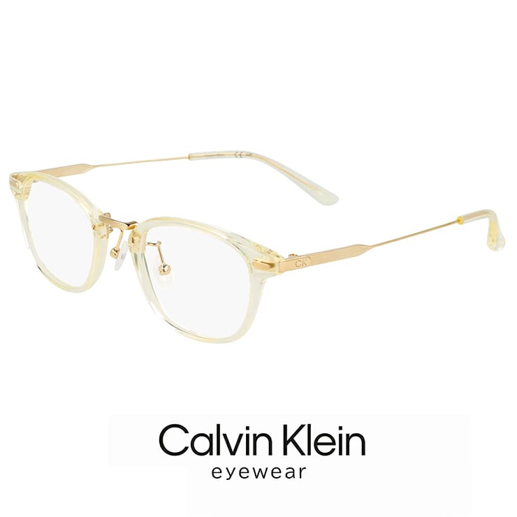 【新品】 メンズ カルバンクライン メガネ ck23554lb-749 49mm calvin klein 眼鏡 おしゃれ めがね ウェリントン コンビネーション フレーム クリスタル イエロー