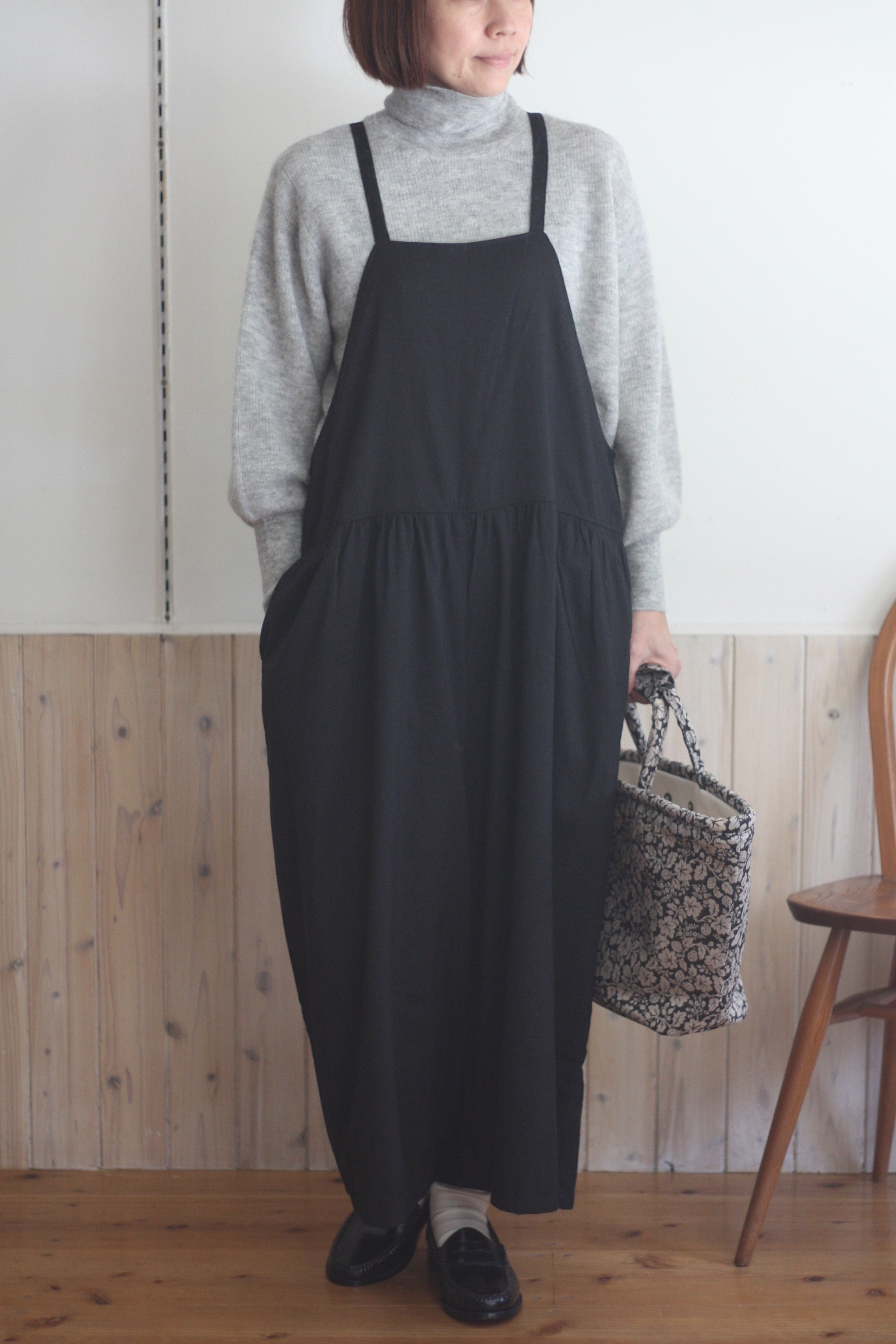 Gauze# ガーゼ トラバイユサロペット ブラック | tous les jours