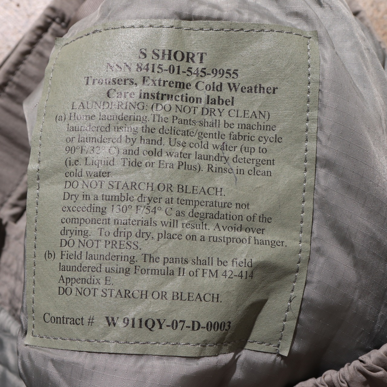 極美品 S-S 07年 ワイルドシングス ECWCS Level7 プリマロフト パンツ アーバングレー wildthings primaloft