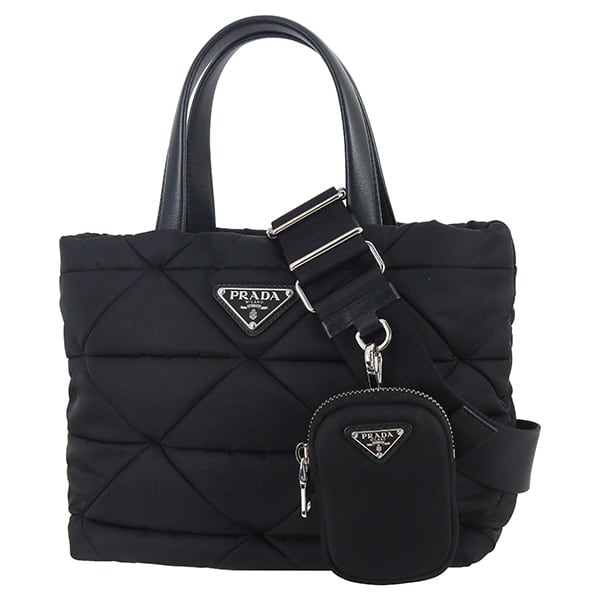 Unused プラダ スモール パデッド Re-Nylon トートバッグ ブラック ハンドバッグ ショルダーバッグ ミニバッグ ブラック 未使用