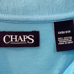 【CHAPS】ビッグサイズ ポロシャツ 3XB 刺繍ロゴ ライトブルー チャップス US古着 アメリカ古着