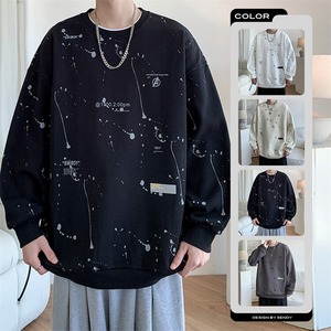 スウェット トレーナー プルオーバー メンズ 4色 M-4XL クルーネック トップス ストリート カジュアル 春秋 25zm1421