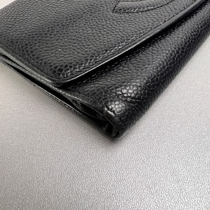 CHANEL シャネル ココマーク  キャビアスキン 長財布 ブラック A-12669