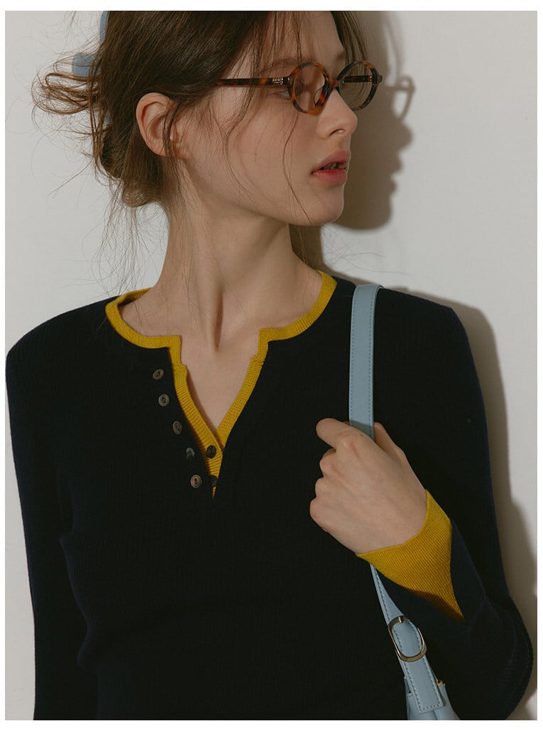 fake 2-piece knit(black)