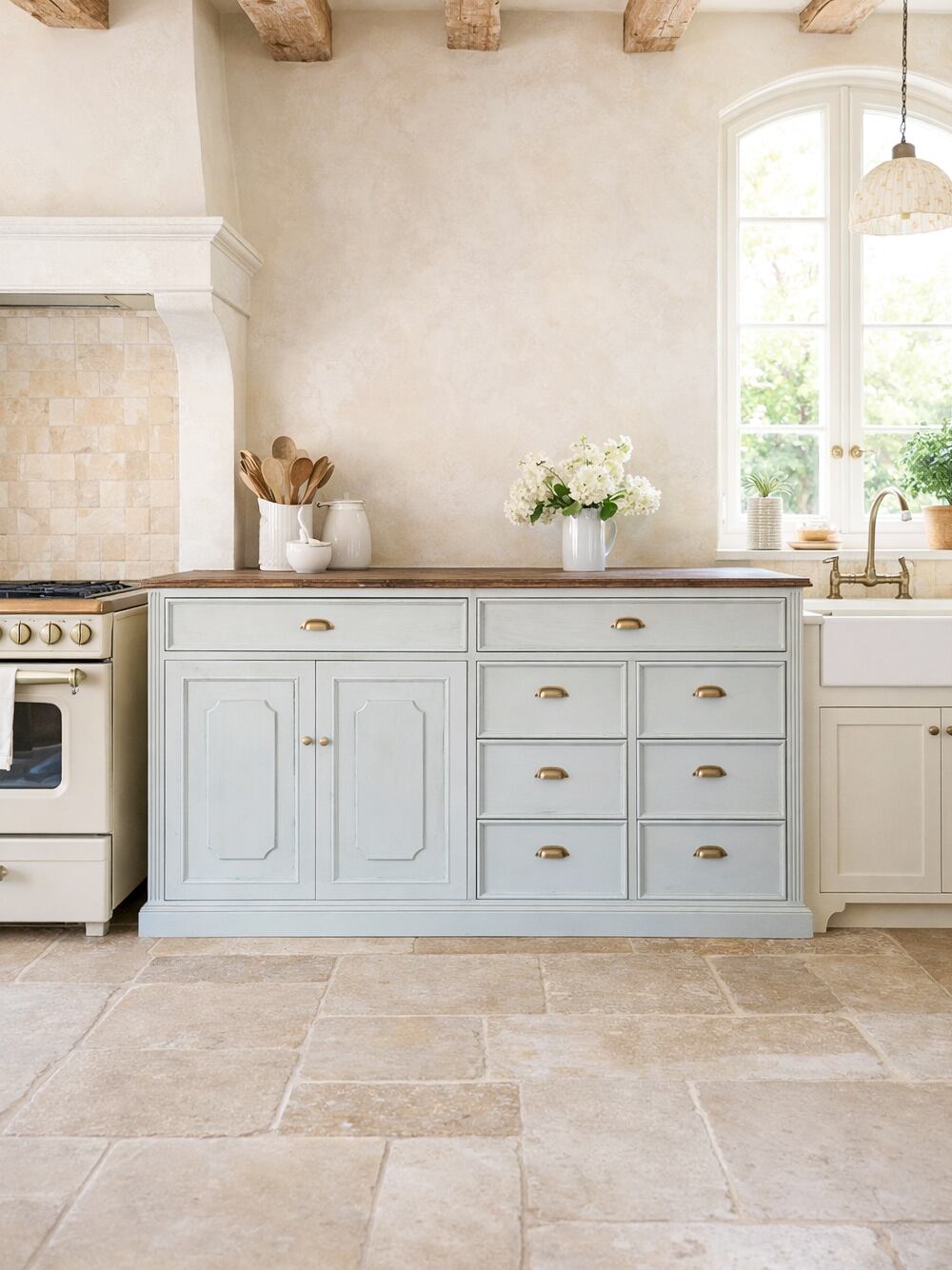 輸入住宅向けキッチンカウンター178 (パイン・フランスアンティーク調)W1800 オーダーメイド家具