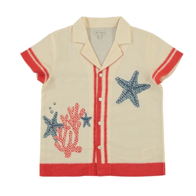 ＜BEBE ORGANIC＞Kids オープンカラーシャツ Palmer Shirt  sea