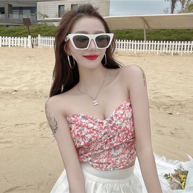 フローラルトップス サマースタイルノースリーブ 夏物 花柄 ハンチェンe88869981046