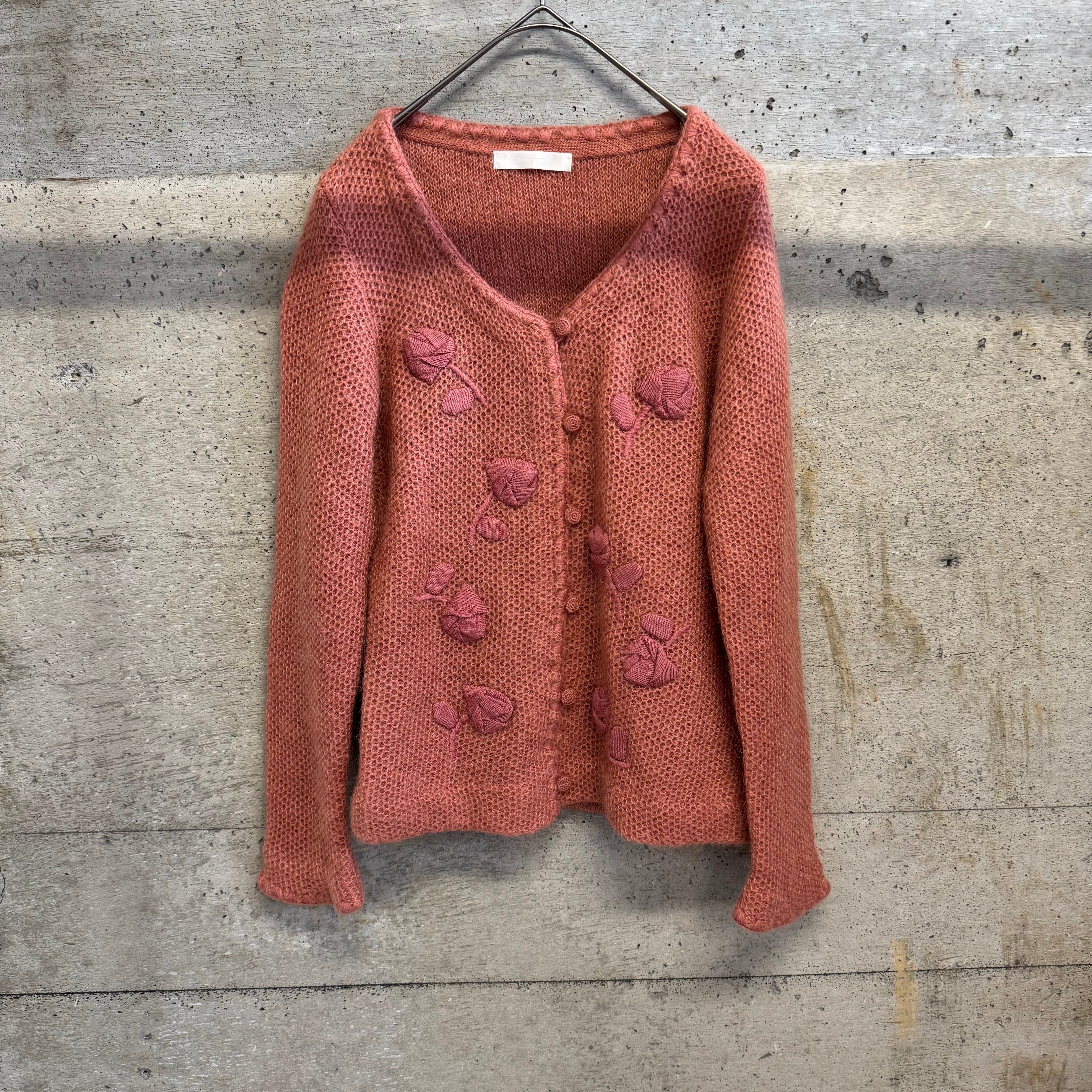 pink mohair cardigan