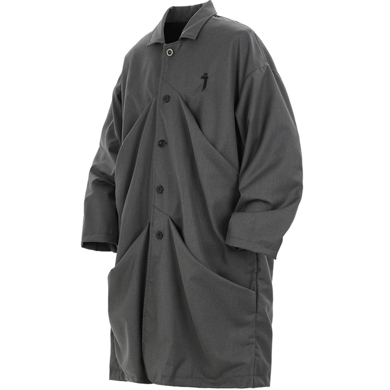 JIYEIND 24AW プリーツ入りミドル丈コート