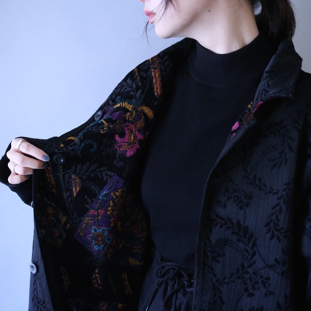 "reversible" beautiful pattern box silhouette chenille weave jacket