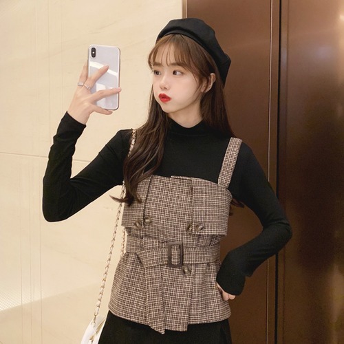 ✞ スタンダード★チェック柄大人女子☆ソリッド カラーシャツブラウス ロング レトロ ソリッドカラー ✞ゴスロリ SM ミリ 甘ロリ クラロリ 和ロリ エレガント 黒ロリ 姫ロリ 華ロリ BB-BB14612137298