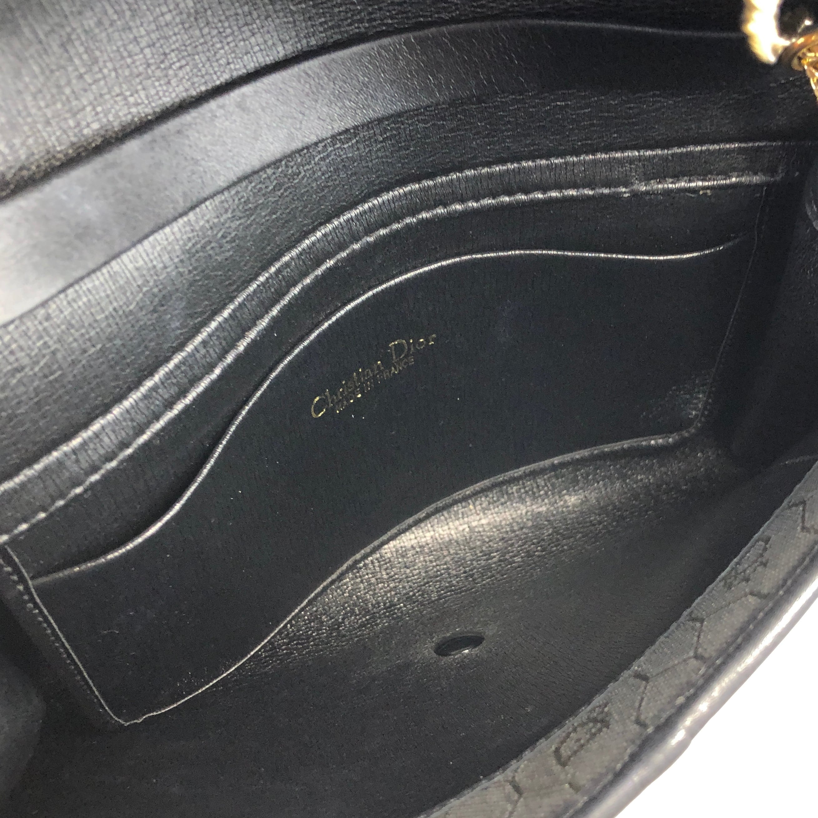 Christian Dior ディオール ハニカム柄 ファブリック レザー チェーン