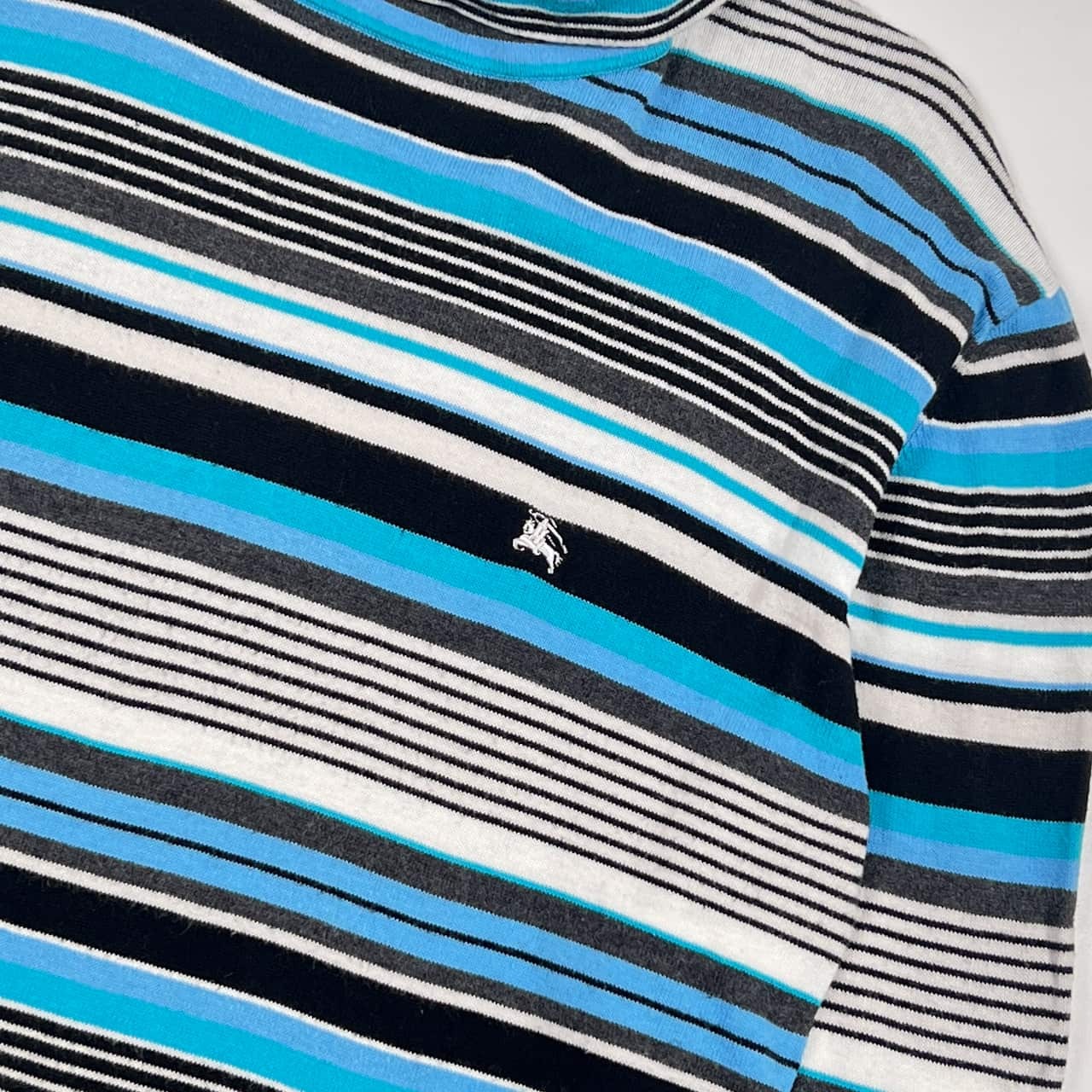 BURBERRY BLACK LABEL バーバリーブラックレーベル ボーダー タートルネック ニット  セーター 2/ブルー系 メンズ