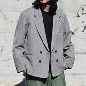 INTERIM / STRUCTURED DIAGONAL MELANGE WOOL DEADSTOCK PIPING DOUBLE JACKET