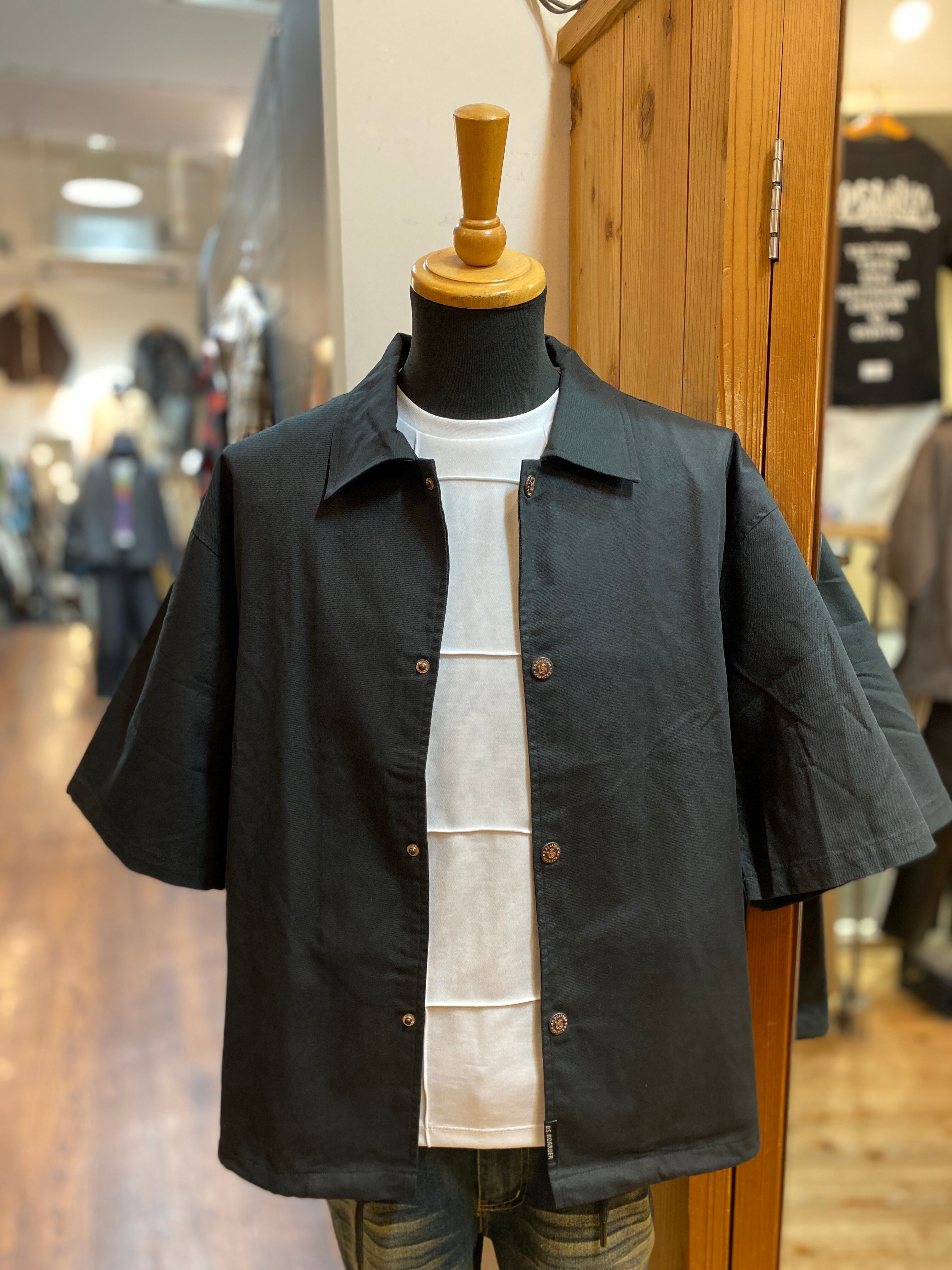 【美品】UNBIND ボーダー　シャツ XL U.S.BOARDER 5分セットアップSH BLK シャツ シャツジャケット