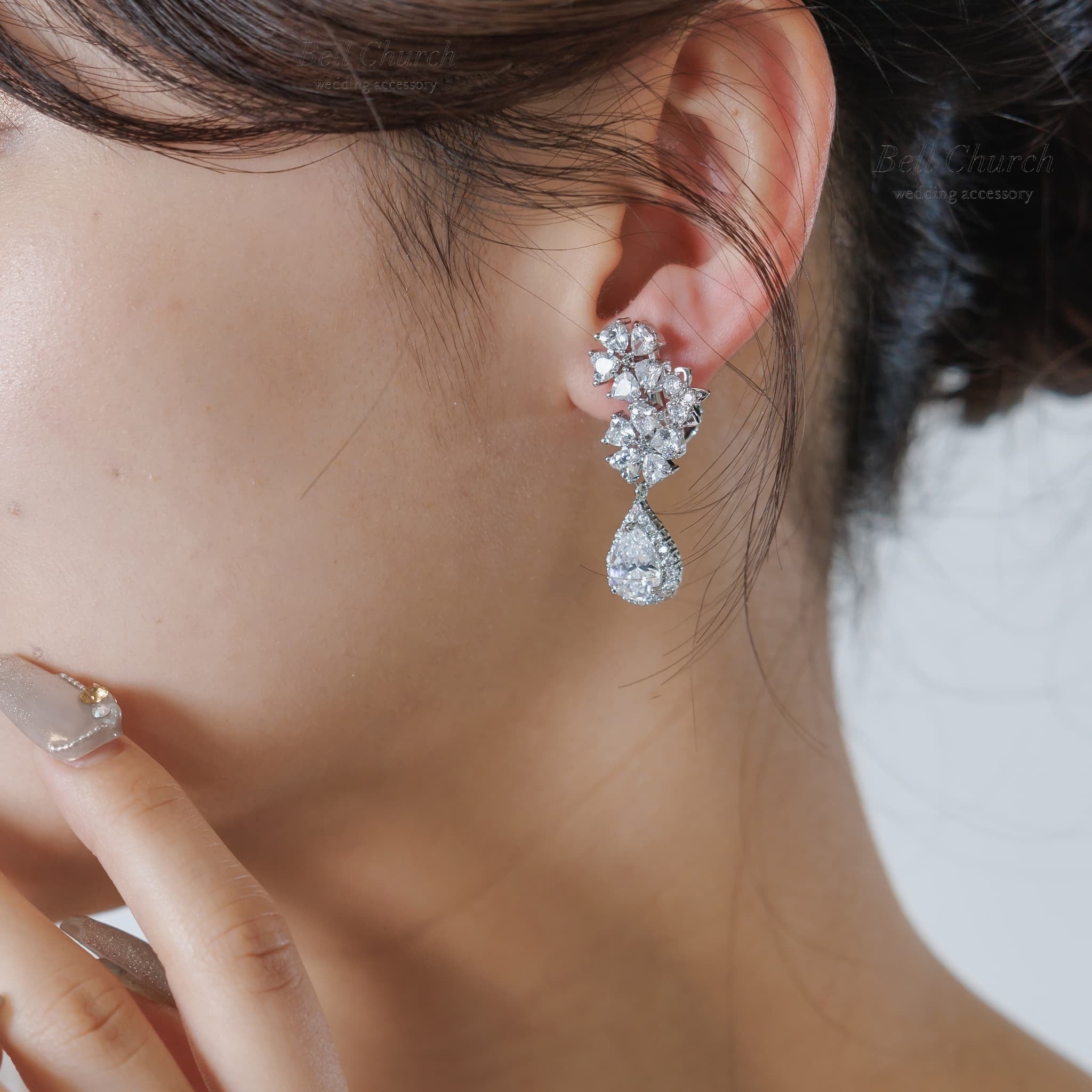 ブライダルピアス イヤリング｜ジルコニア｜フラワー お花モチーフ
