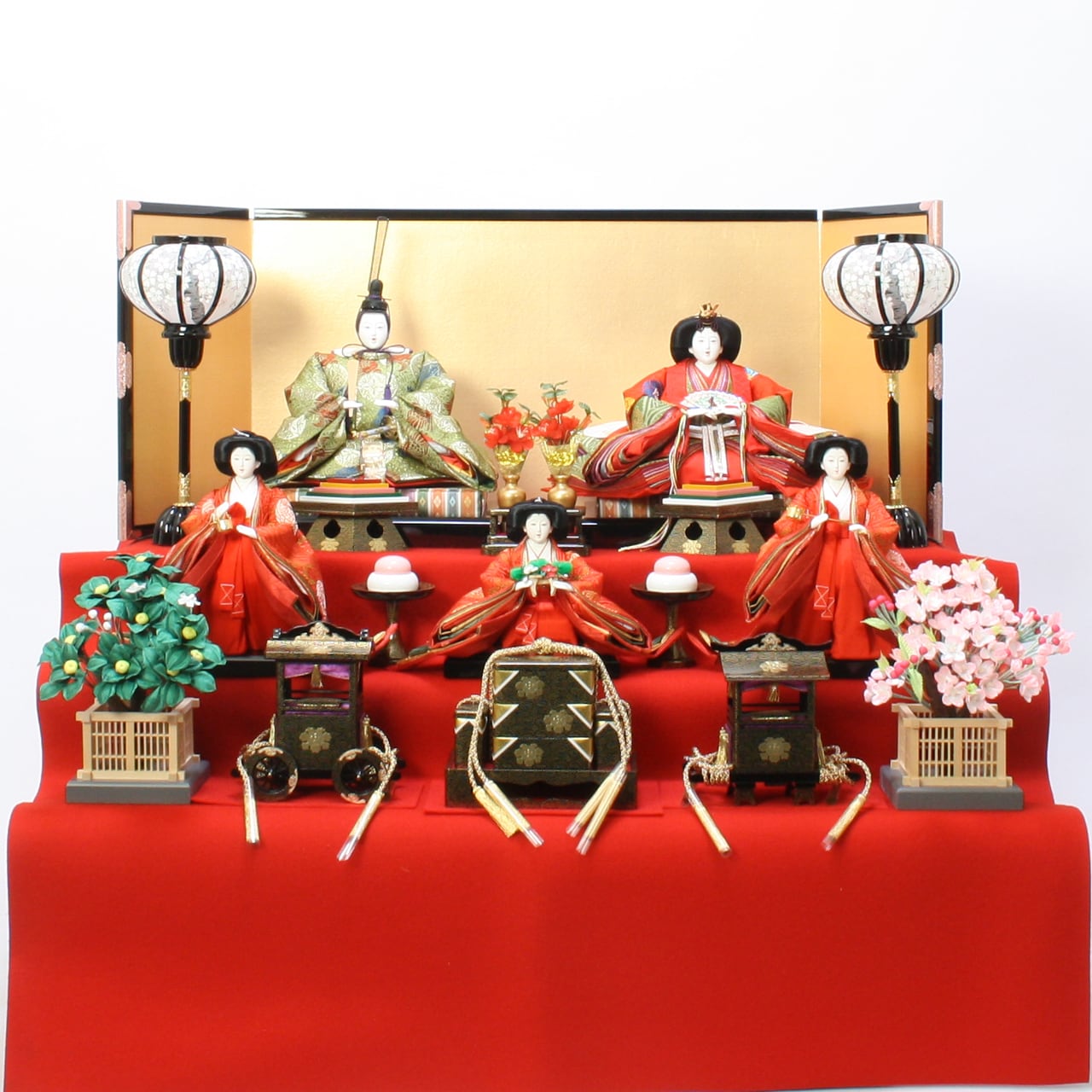 ひな人形レンタル|親王飾り|高級金襴|初節句|1か月レンタル|特典付き|福岡|人形の松屋|《商品名》衣装着 五人飾り 〔商品コード〕30230-0330 〔品番〕SHK-330