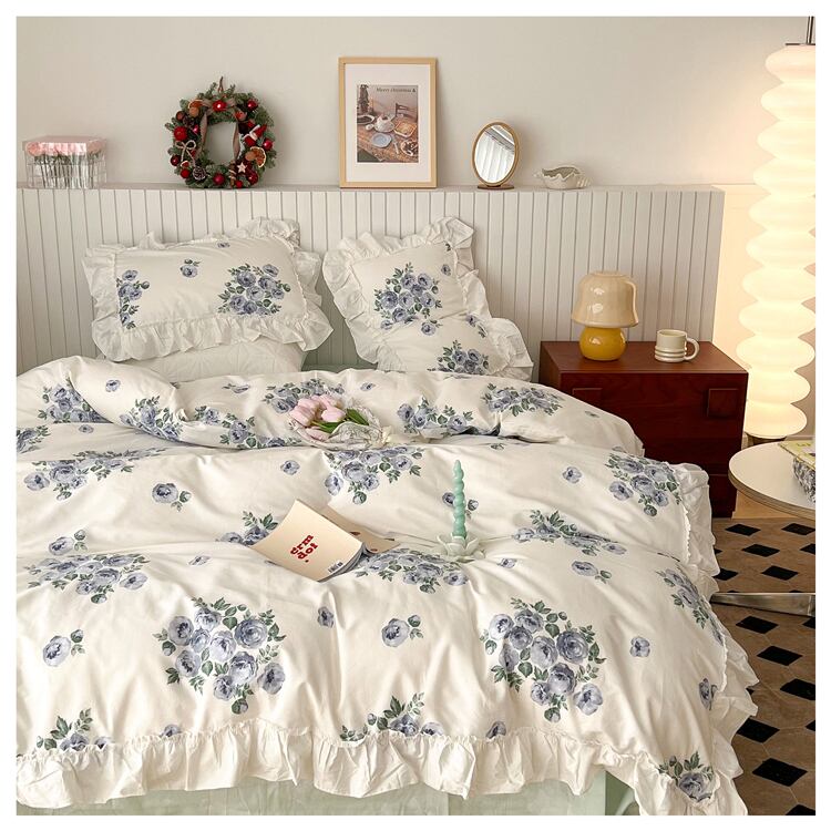 花柄 ベッドカバーセット コットン フリル 掛け布団カバー 3点セット 寝具 韓国インテリア Choice 31 レディースファッション通販