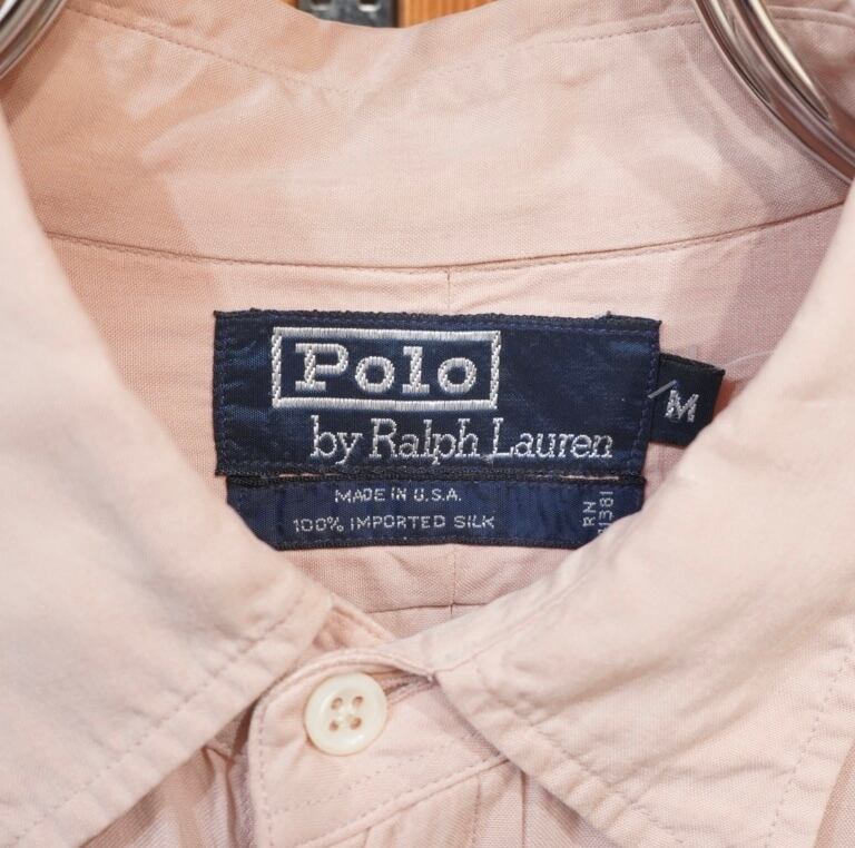80s90s スペシャル ralphlauren シルク100% シャツ M/USA製 ラルフ 