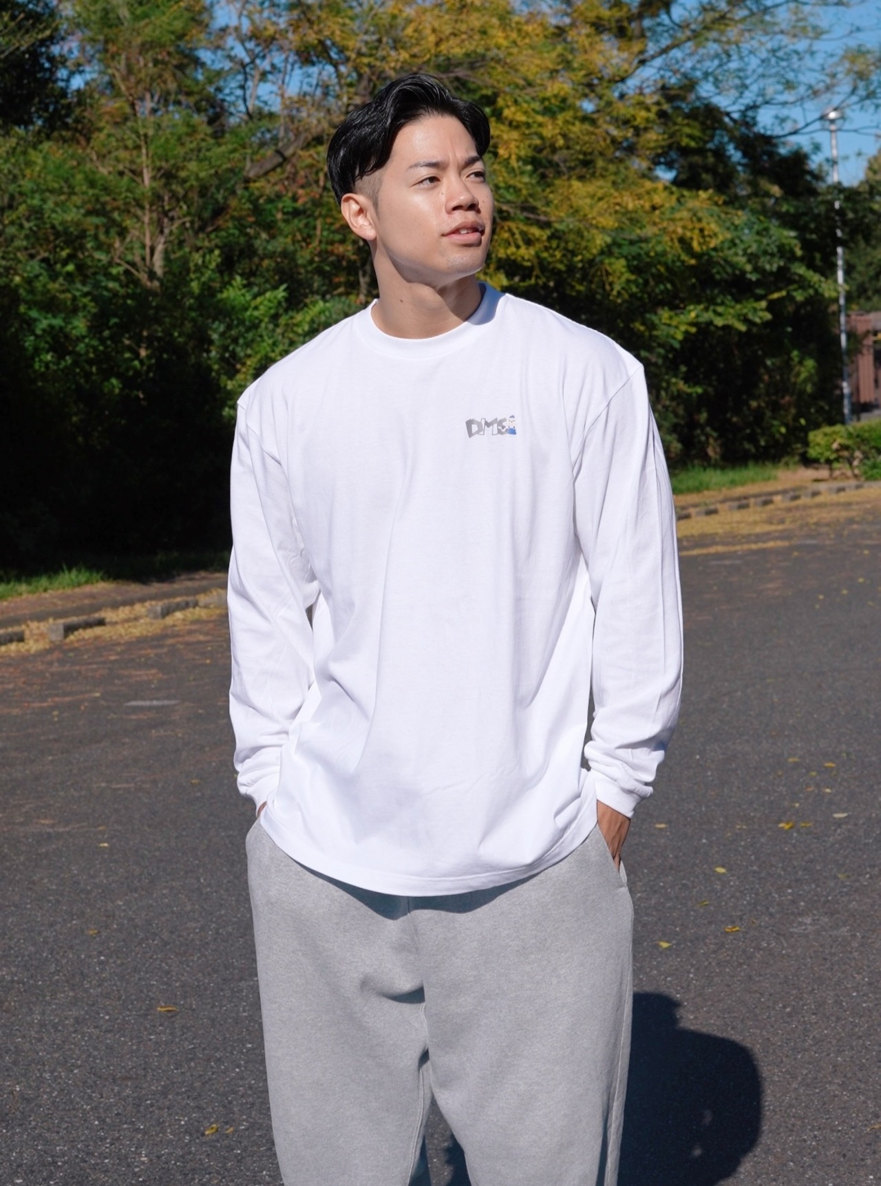長袖Tシャツ "DMS"【ホワイト】《S-XL》