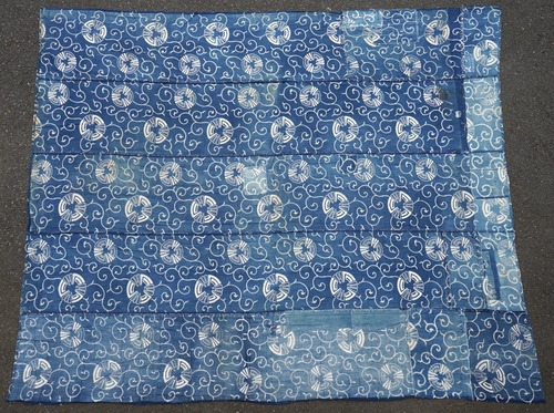 型染め 5幅 継ぎ接ぎ 藍染木綿古布 リメイク素材 アンティーク ヴィンテージ KATAZOME INDIGO  JAPAN BLUE
