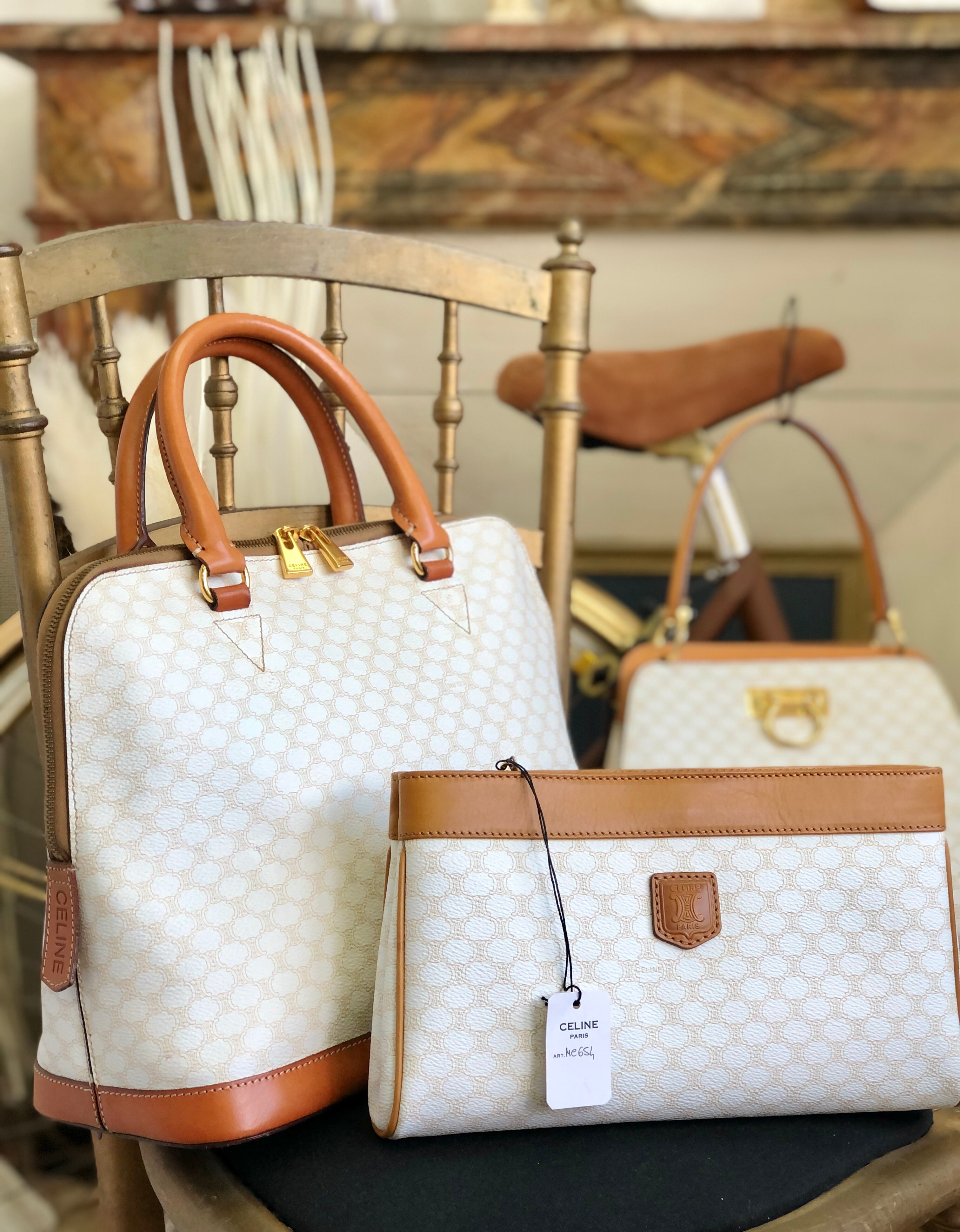 CELINE セリーヌ マカダム ハンドバッグ ボリード ブガッディ PVC