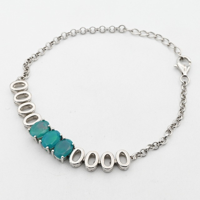 Green Opal Accent Dainty Design Bracelet / Denmark