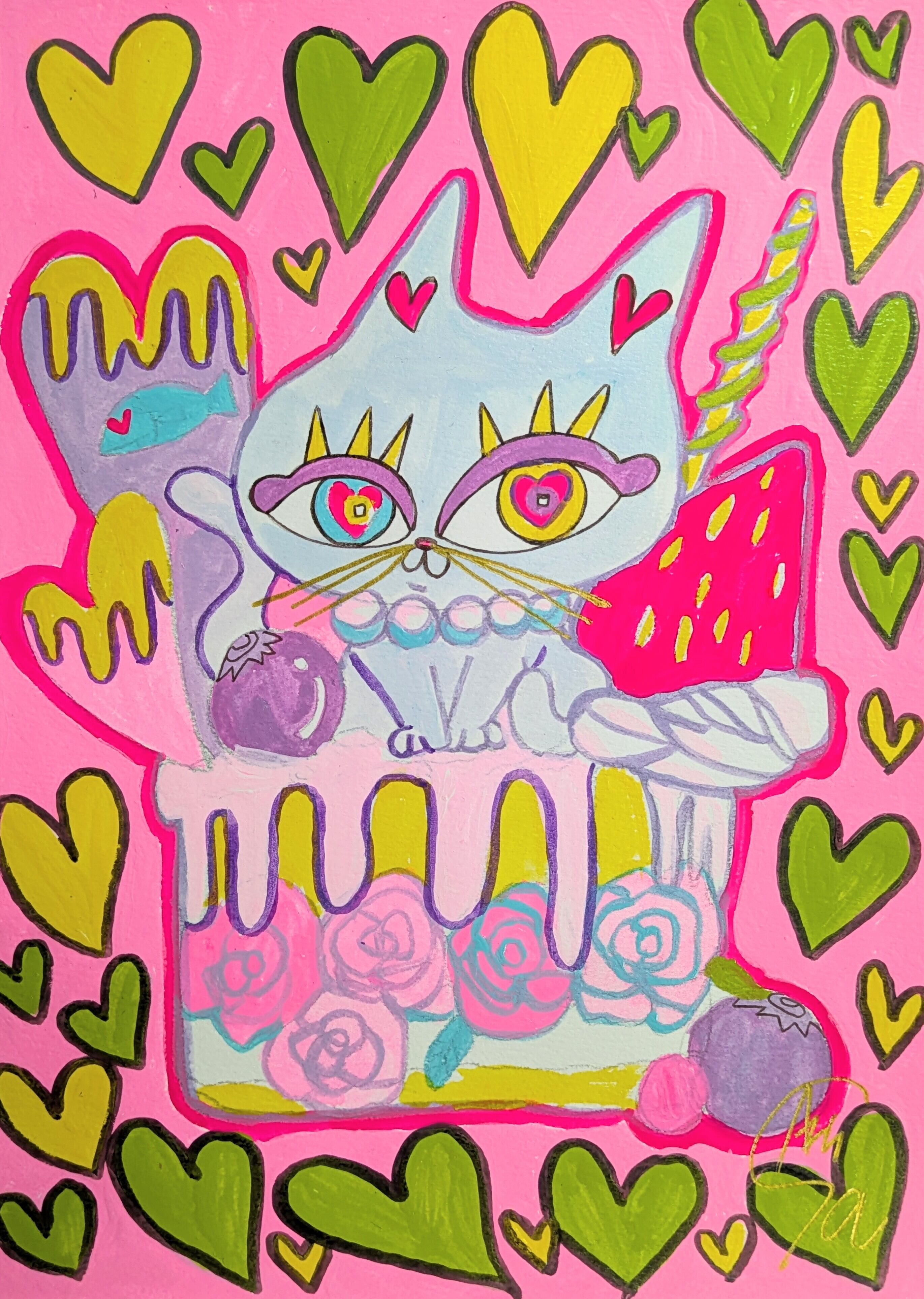 白猫さん】ハガキサイズ 額無し☆ | Azusaart