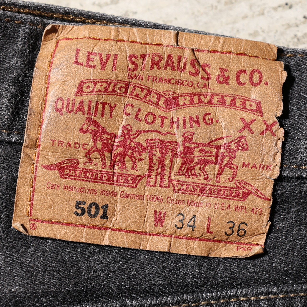 極美品 34×36 Levi’s 501-0658 93年 先染めブラックデニムパンツ リーバイス