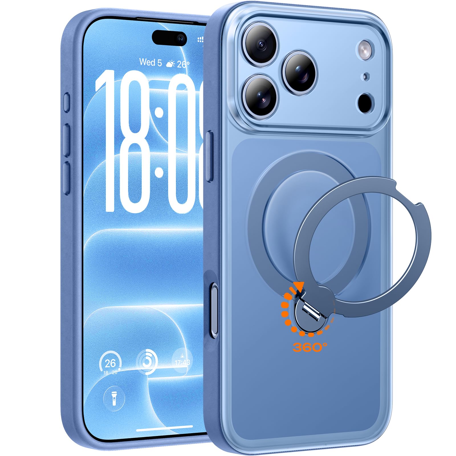 【360°自由回転】TOCOL iPhone 18 Pro Max 用 ケース スタンド付き Magsafe対応 ワイヤレス充電
