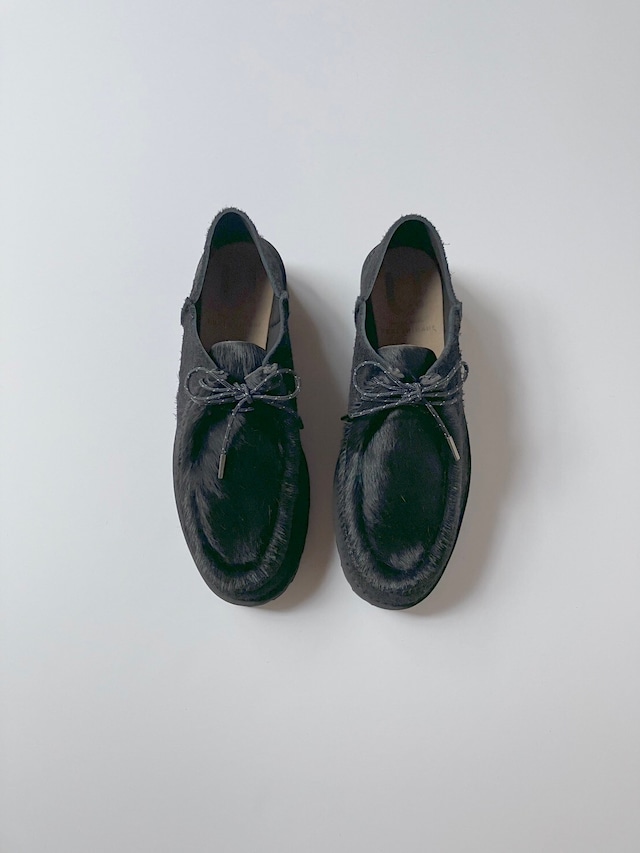 【受注 前金30%】YUKI SHIMANE Platfoam Fur Mocassin - SUEDE BLACK