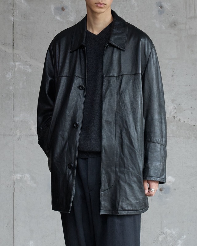 leather car coat / VERA PELLE / LAMPO zip / Made In ITALY