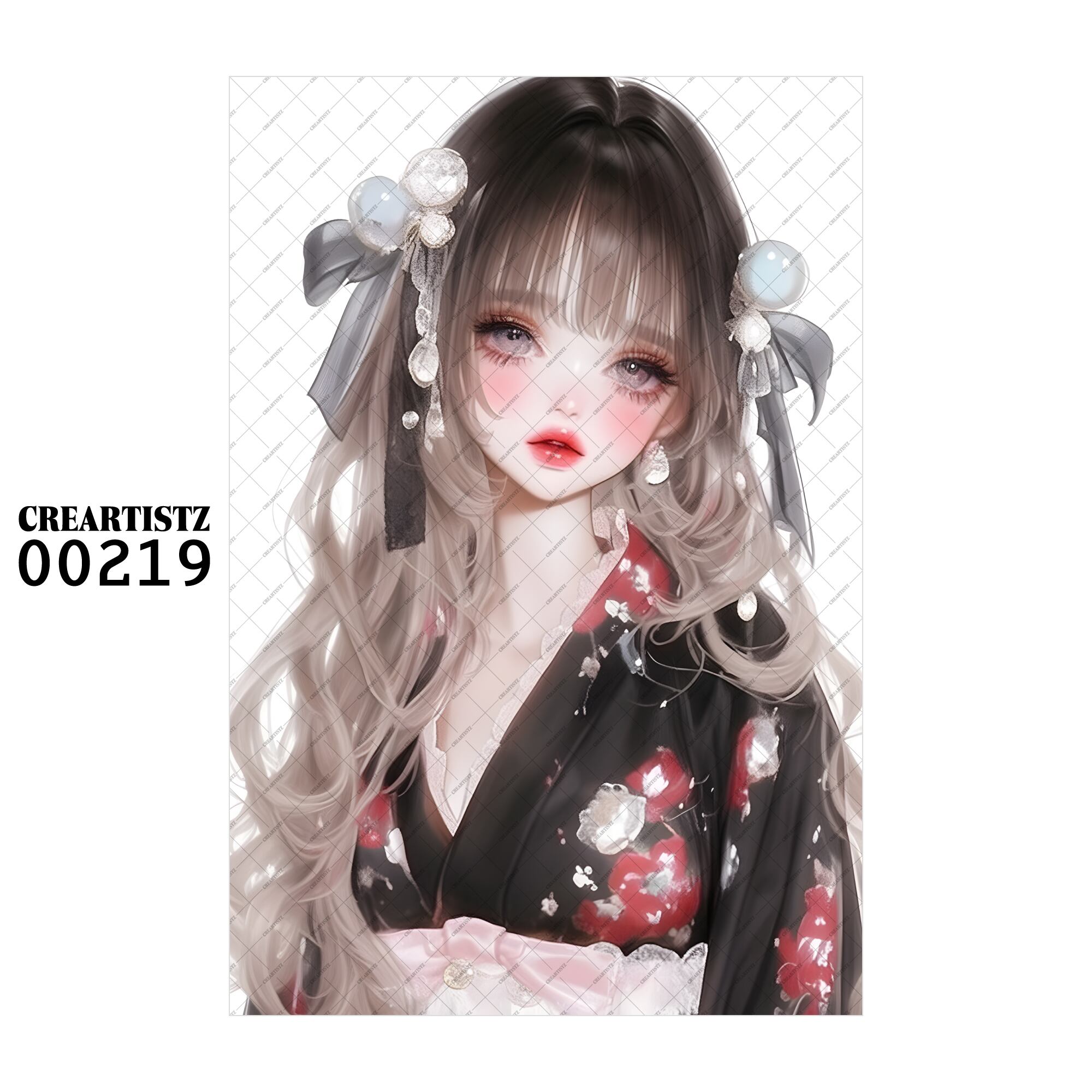 00219 ガール キュート オリジナル ペーパー/ステッカー 4枚セット CREARTISTZ