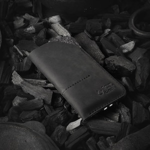 106 Leather Phone Case / Wallet with Card Pockets Carbon Black