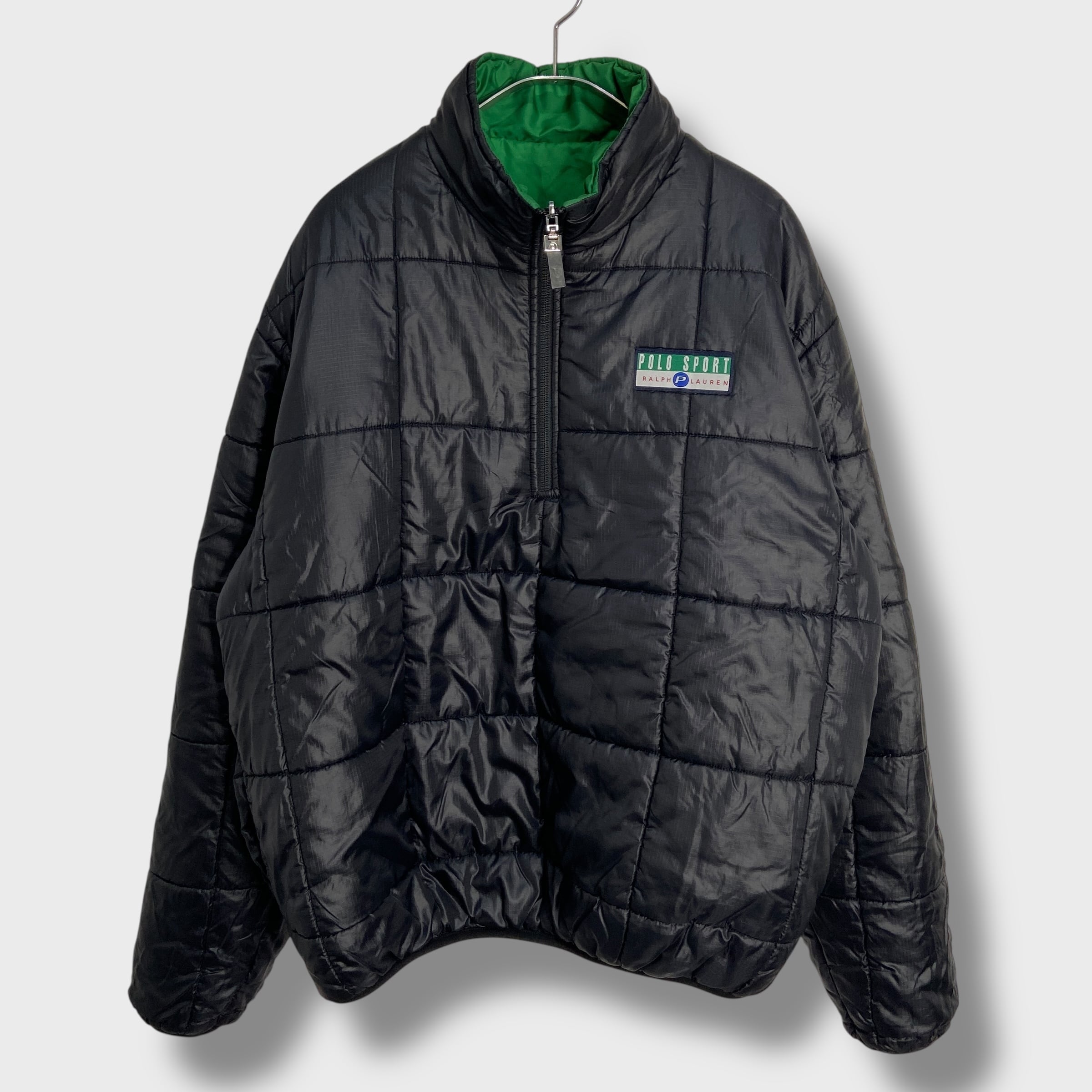 リバーシブル polo sport ハーフジップ パフジャケット M ブラック
