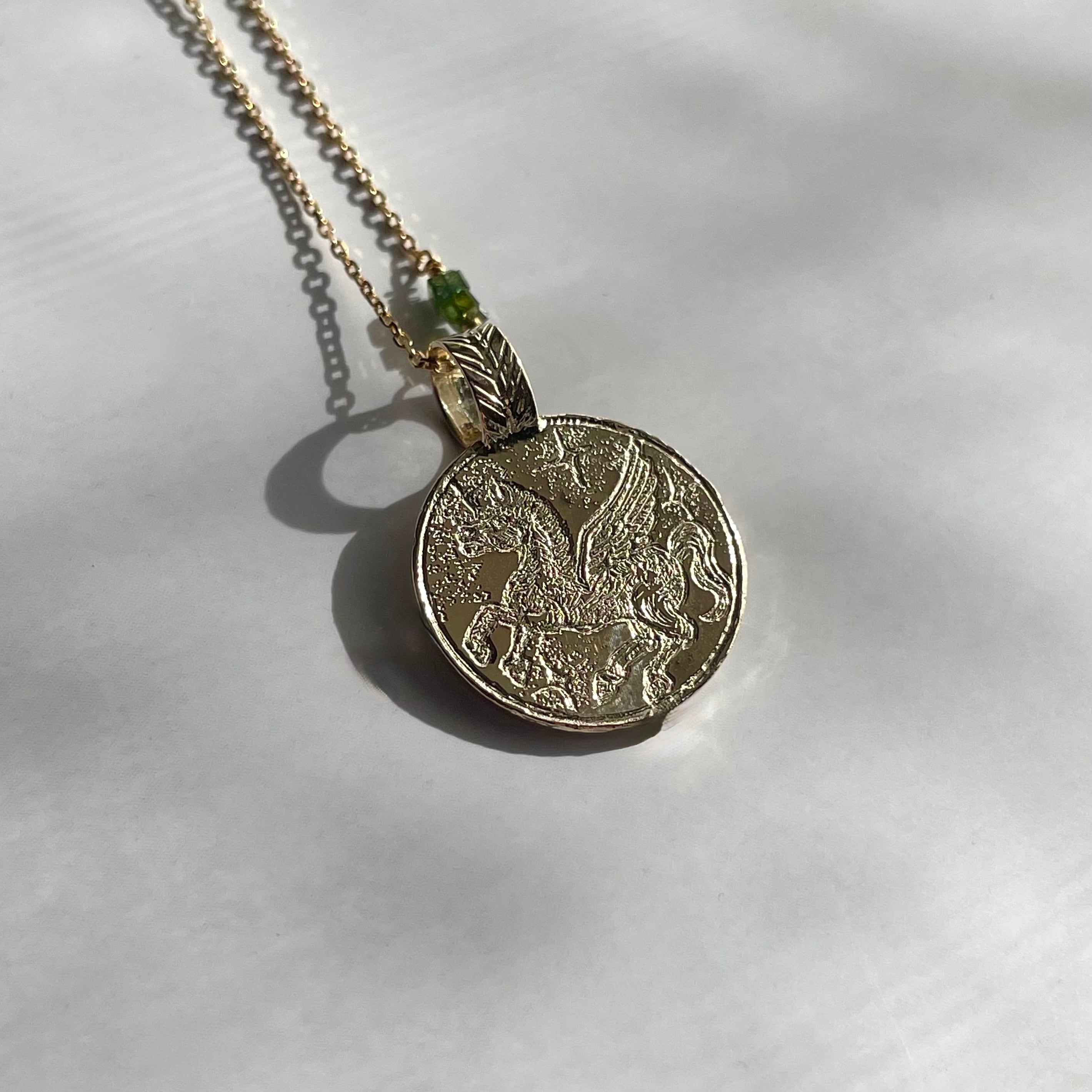 K10 Etched Pendant -Pegasus / 10金製 エッチングペンダント・ペガサス(プレーン)