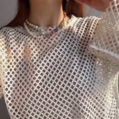 カラフルパール　マンテルネックレス　［SSN034］