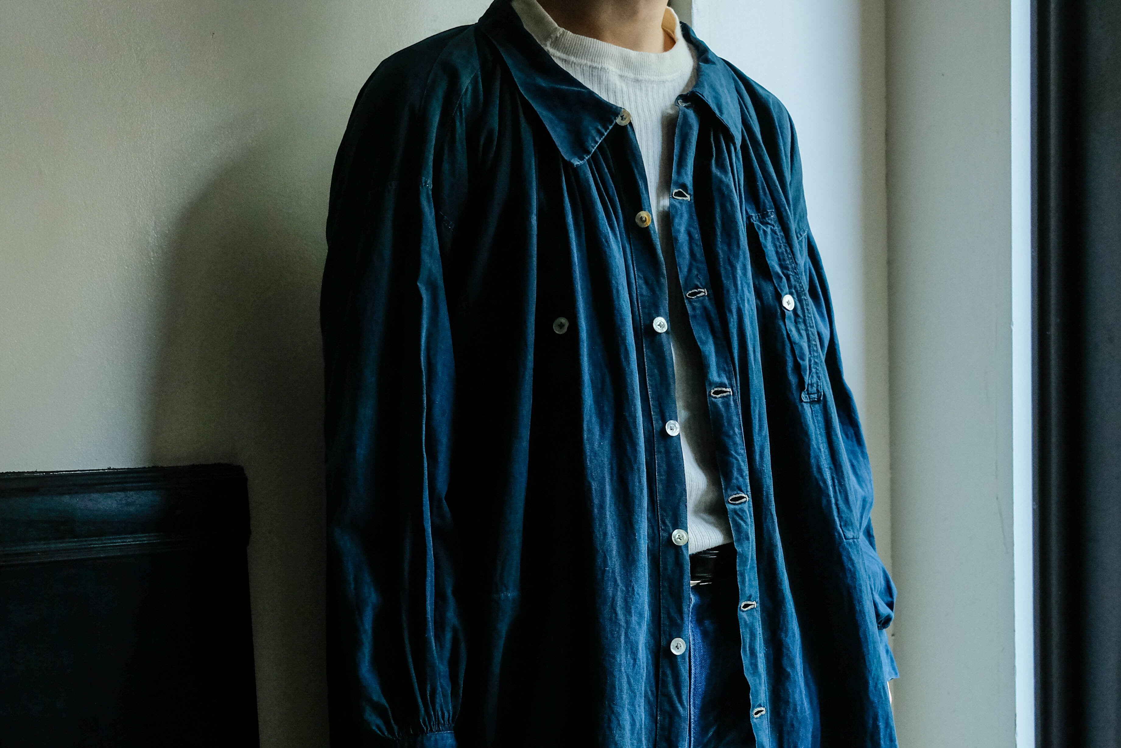 indigo linen smock インディゴリネンスモック-