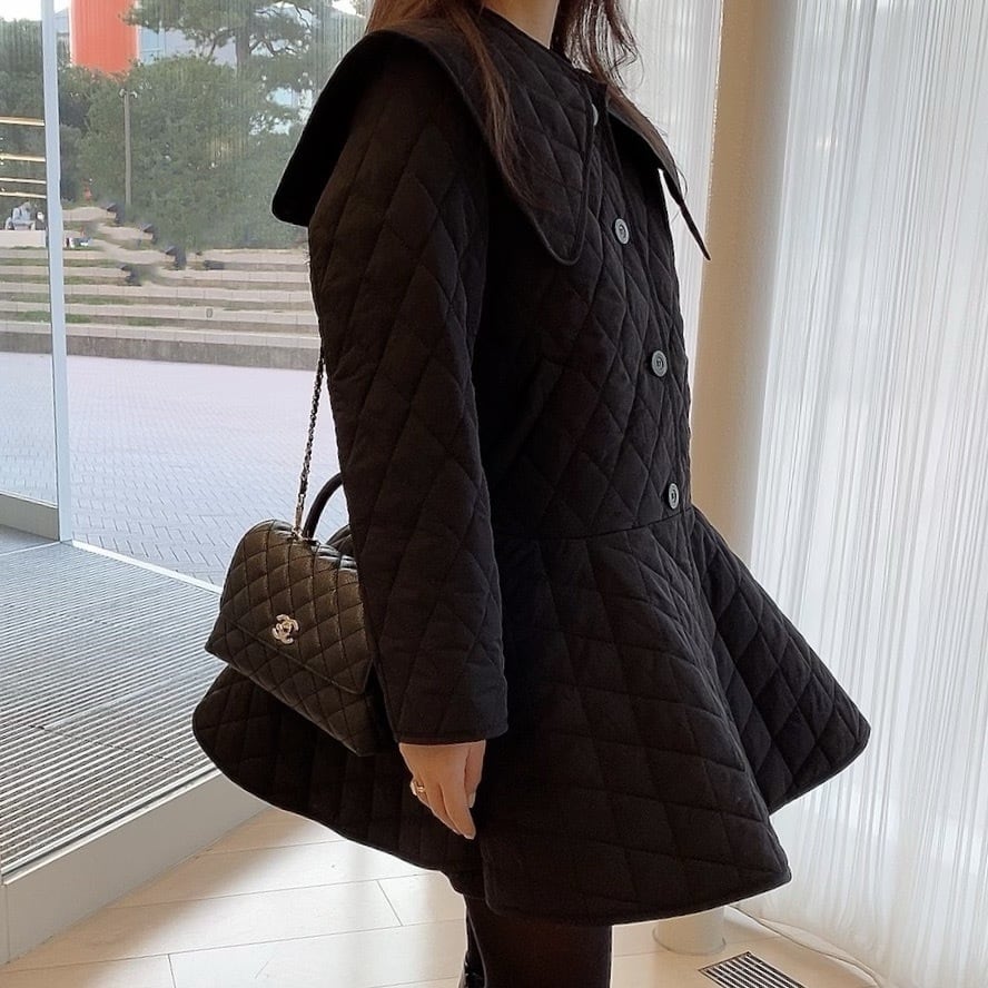 Peplum quilting coat / black （即納商品） | moripon.